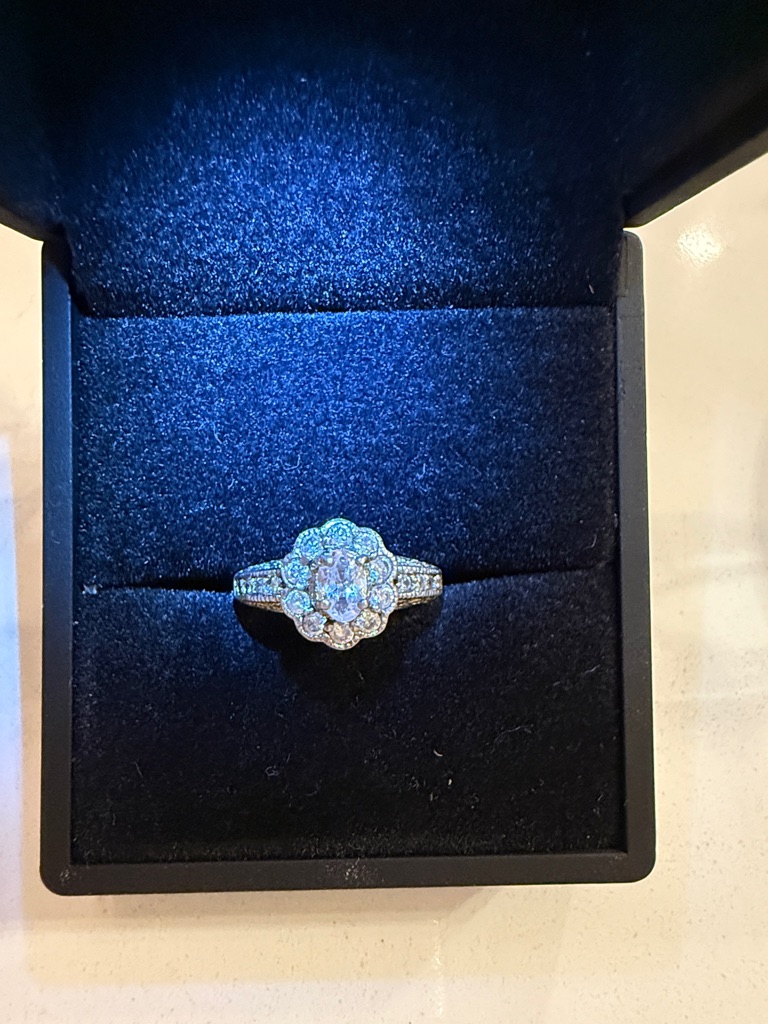 VintageStyle Sterling Silver Flower Cluster Ring With Clear Stones